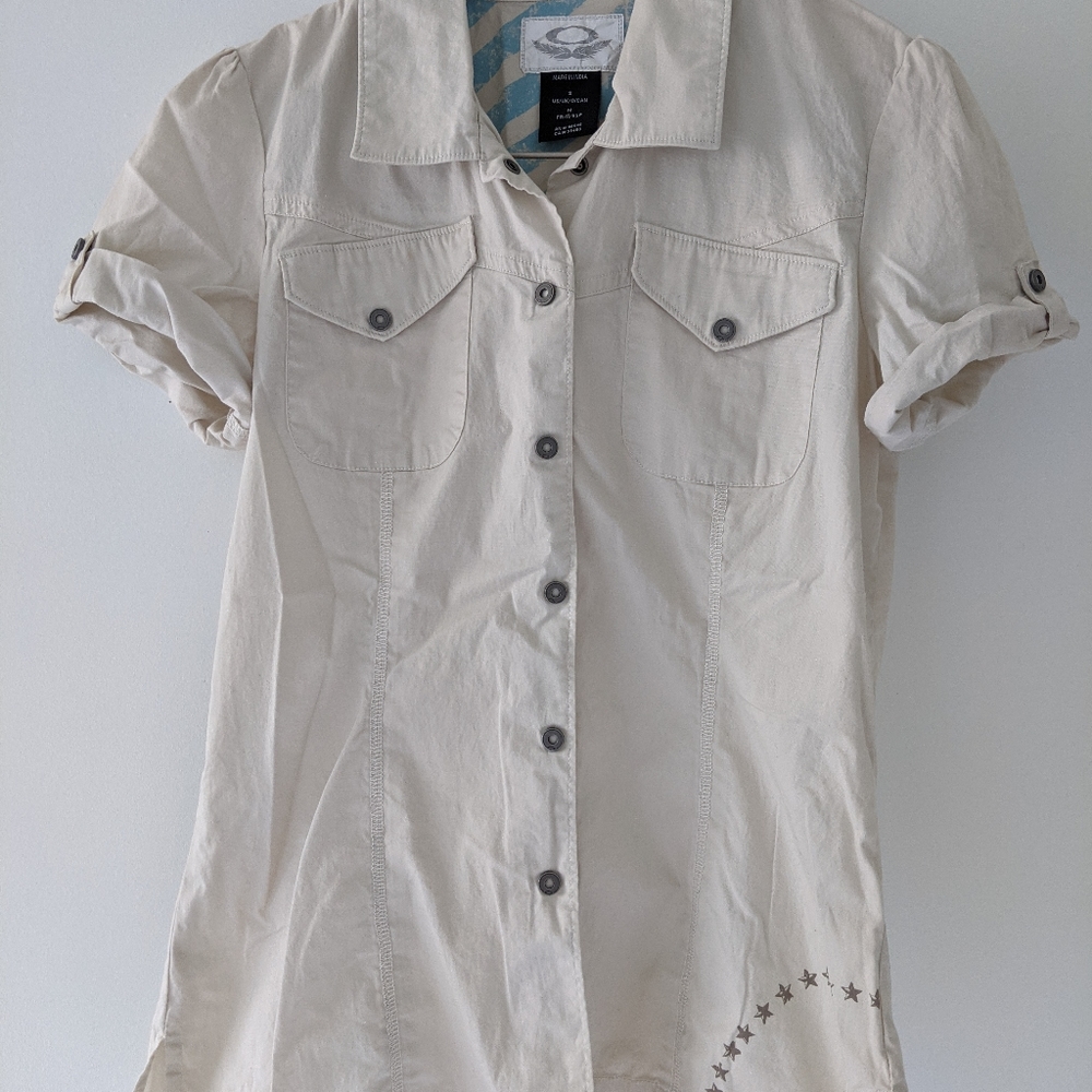 Cream colored snap front shirt